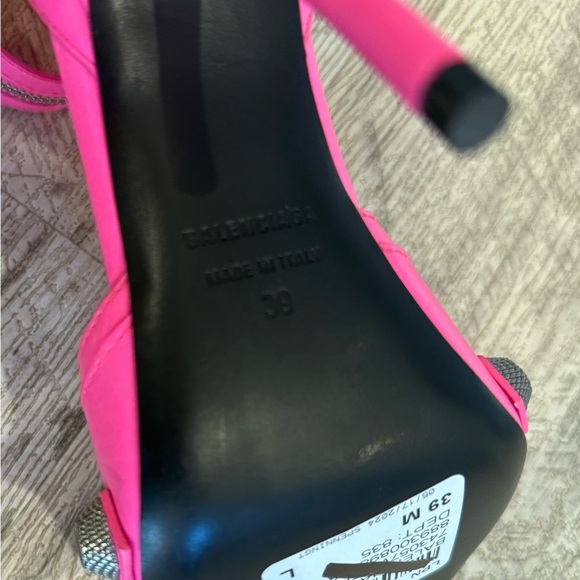 Balenciaga Cagole Pink Strappy Leather Heels NEW - Picture 12 of 13